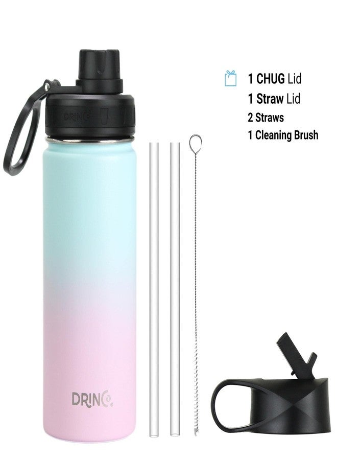 DRINCO Stainless Steel Water Bottle Spout Lid Vacuum Insulated Double Wall Water Bottle Wide Mouth (40oz 32oz 22oz 18oz 14oz) Leak Proof Keeps Cold or Hot (18 oz, 18oz Macaron) - Image 2